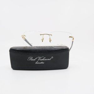 Paul Vosheront PV 628 C1 23K Gold Plated Gold and Black Rimless Men's Eyeglasses